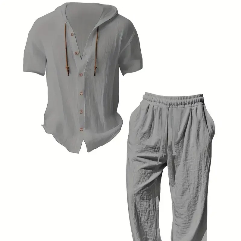Men's Trendy Linen Hooded Two-Piece Set