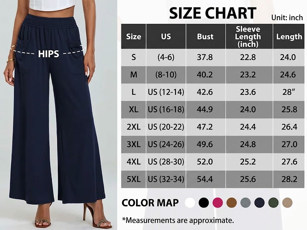 Women's High-Waisted Smocked Elastic Palazzo Pants
