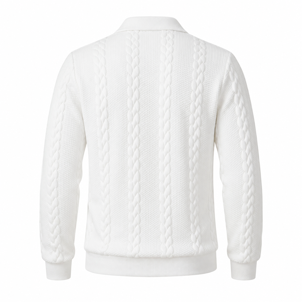 Men's Knitted Polo Neck Half-Zip Sweatshirt – Fitted Cable Knit Pullover