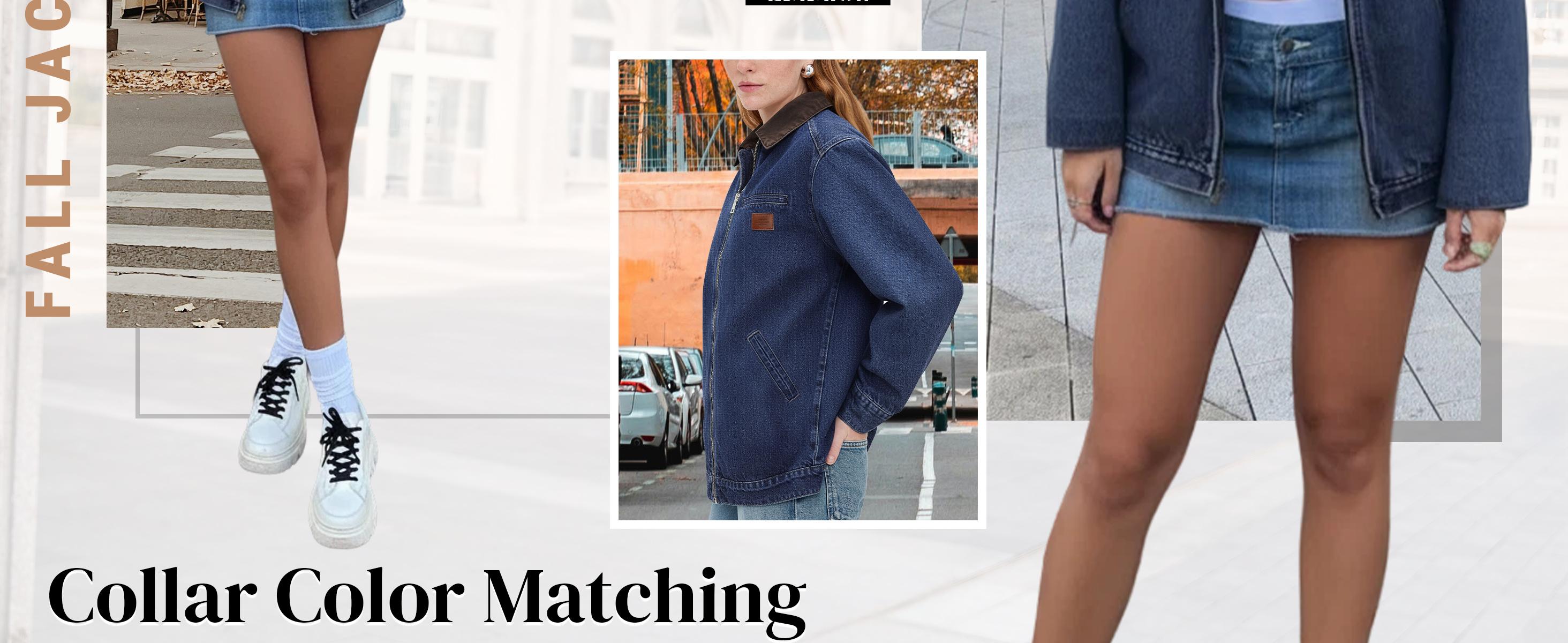 EMMIOL【Back to School】Barn Jean Jacket for Women Zipper 2026 Clean Fit Long Sleeve Denim Jackets