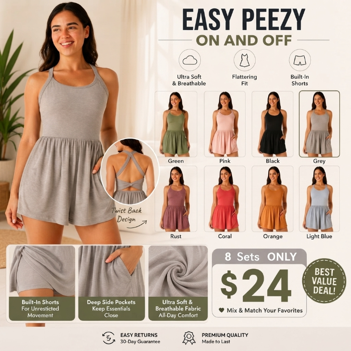 💕LAST DAY SALE 90% OFF🔥Women's Backless Twist-Front 2-in-1 Resort Romper