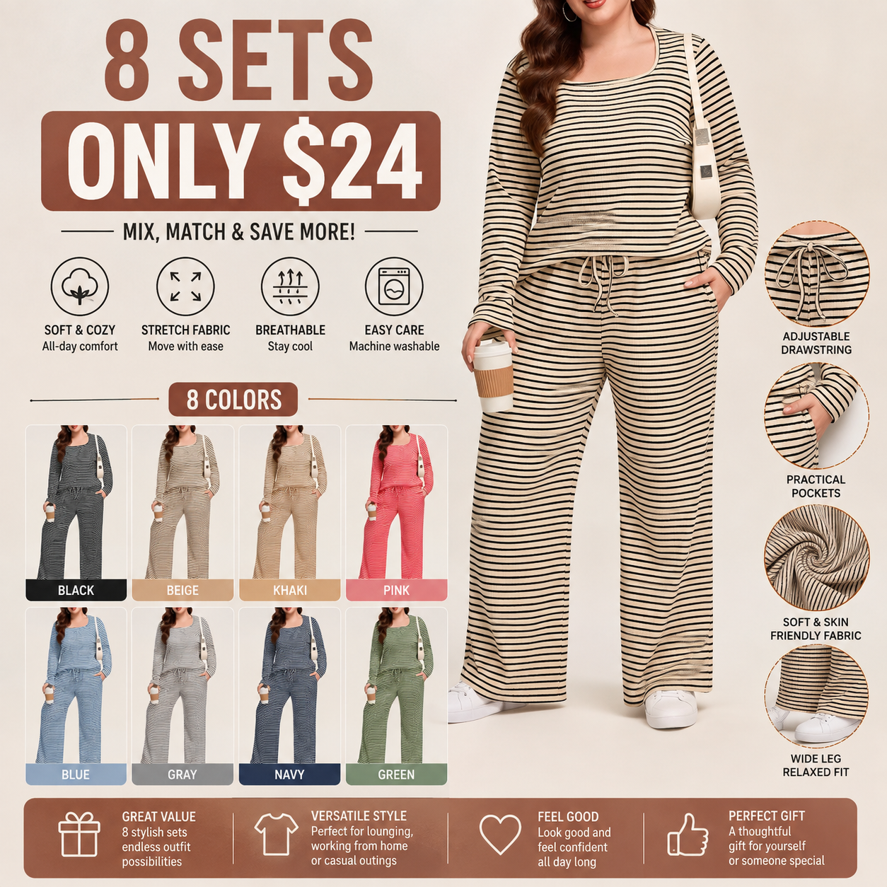 Women Matching 2‑Piece Outfit Set
