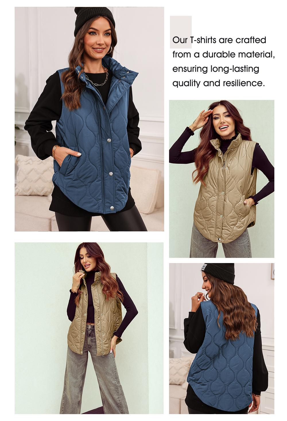 EVALESS Women's Casual Puffer Vest Oversize Lightweight Quilted Jacket Button Zip Up Stand Collar Sleeveless Coat Outerwear 2026 Fashion Green Cozy Boyfriend-Style Winter Outfits  Deals For You Days summer outfits,back to school,back to school shopping Co