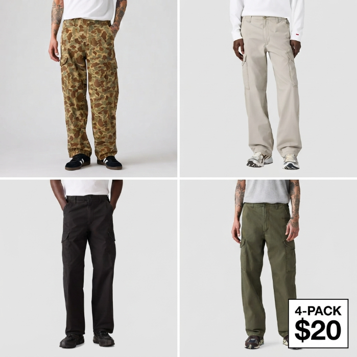 Men's Classic Utility Cargo Pants - Baggy Fit, Durable Fabric