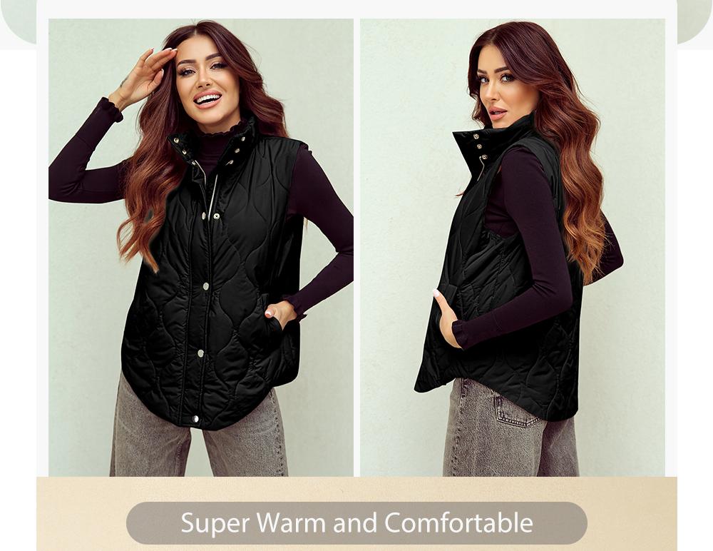 EVALESS Women's Casual Puffer Vest Oversize Lightweight Quilted Jacket Button Zip Up Stand Collar Sleeveless Coat Outerwear 2026 Fashion Green Cozy Boyfriend-Style Winter Outfits  Deals For You Days summer outfits,back to school,back to school shopping Co