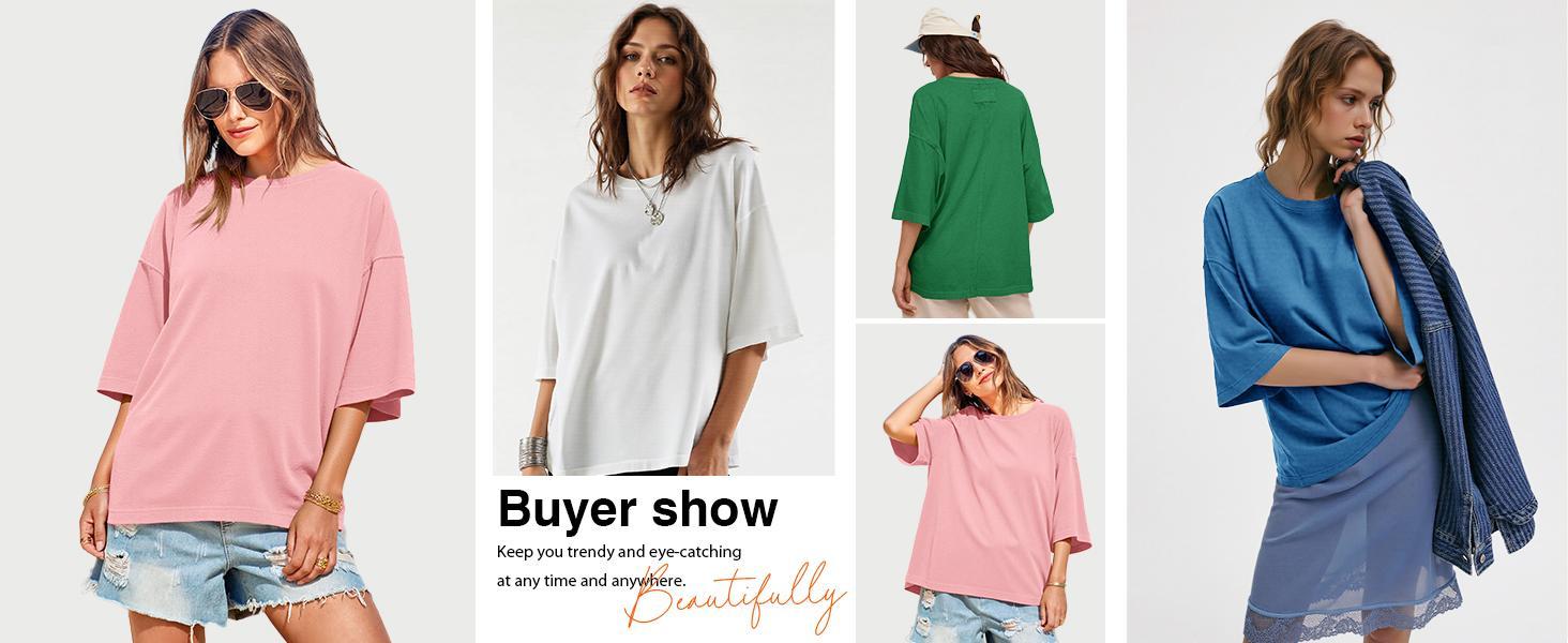 Imily Bela Womens 2026 New Summer Style Oversized Half Sleeve T-Shirts Casual Crew Neck Tunic Tops Loose Fit Boxy Basic Tees