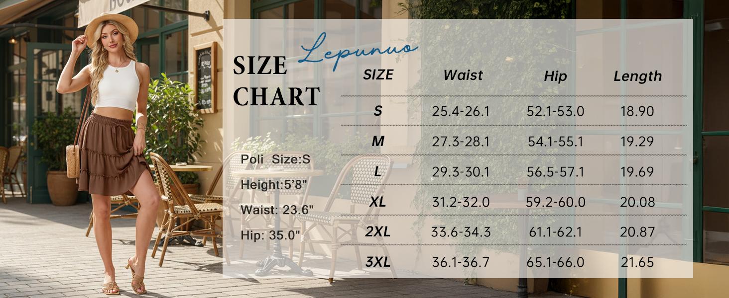 Lepunuo Boho Skirts for Women Flowy Casual Cute Skorts Built-in Shorts Floral Ruffle Tiered Skirts with Pockets