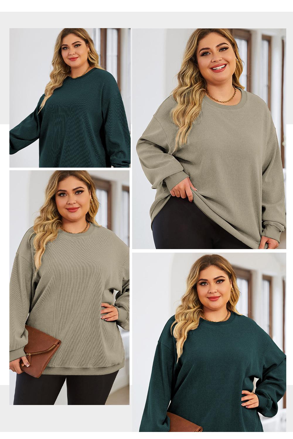 Aleumdr Women's Plus Size Oversized Corduroy Sweatshirt, Casual Crewneck Long Sleeve Lightweight Pullover, Baggy, Longsleeves, Lightweight Sweatshirt, Loose Aleumdr Women's Plus Size Oversized Corduroy Sweatshirt, Casual Crewneck Long Sleeve Lightweight Pullover, Baggy, Longsleeves, Lightweight Sweatshirt, Loose