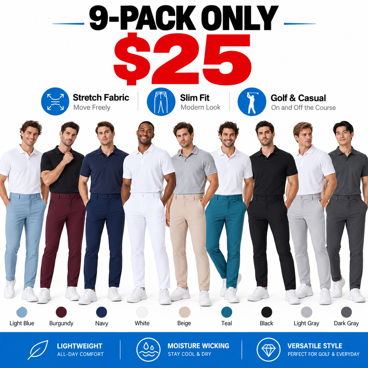 Men's Performance Stretch Golf Pants