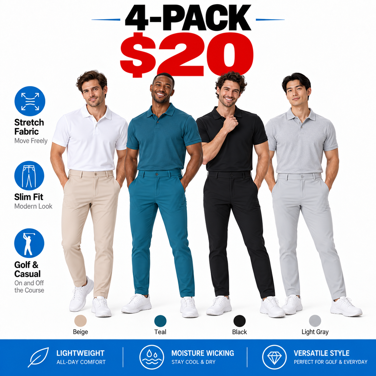 Men's Performance Stretch Golf Pants
