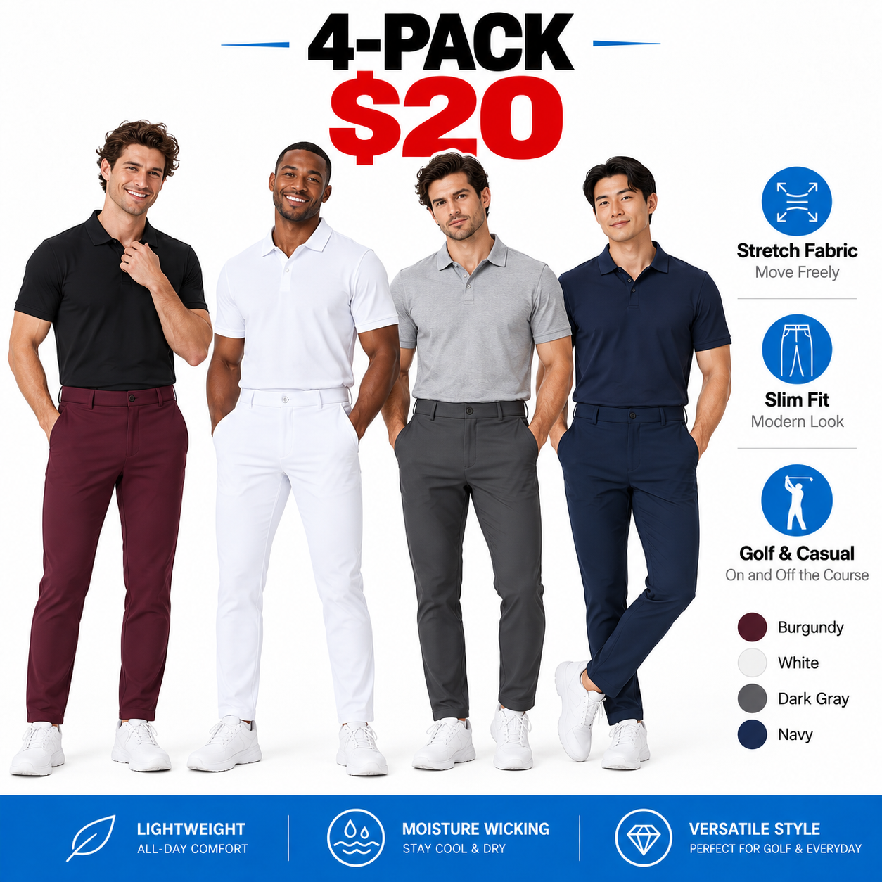 Men's Performance Stretch Golf Pants