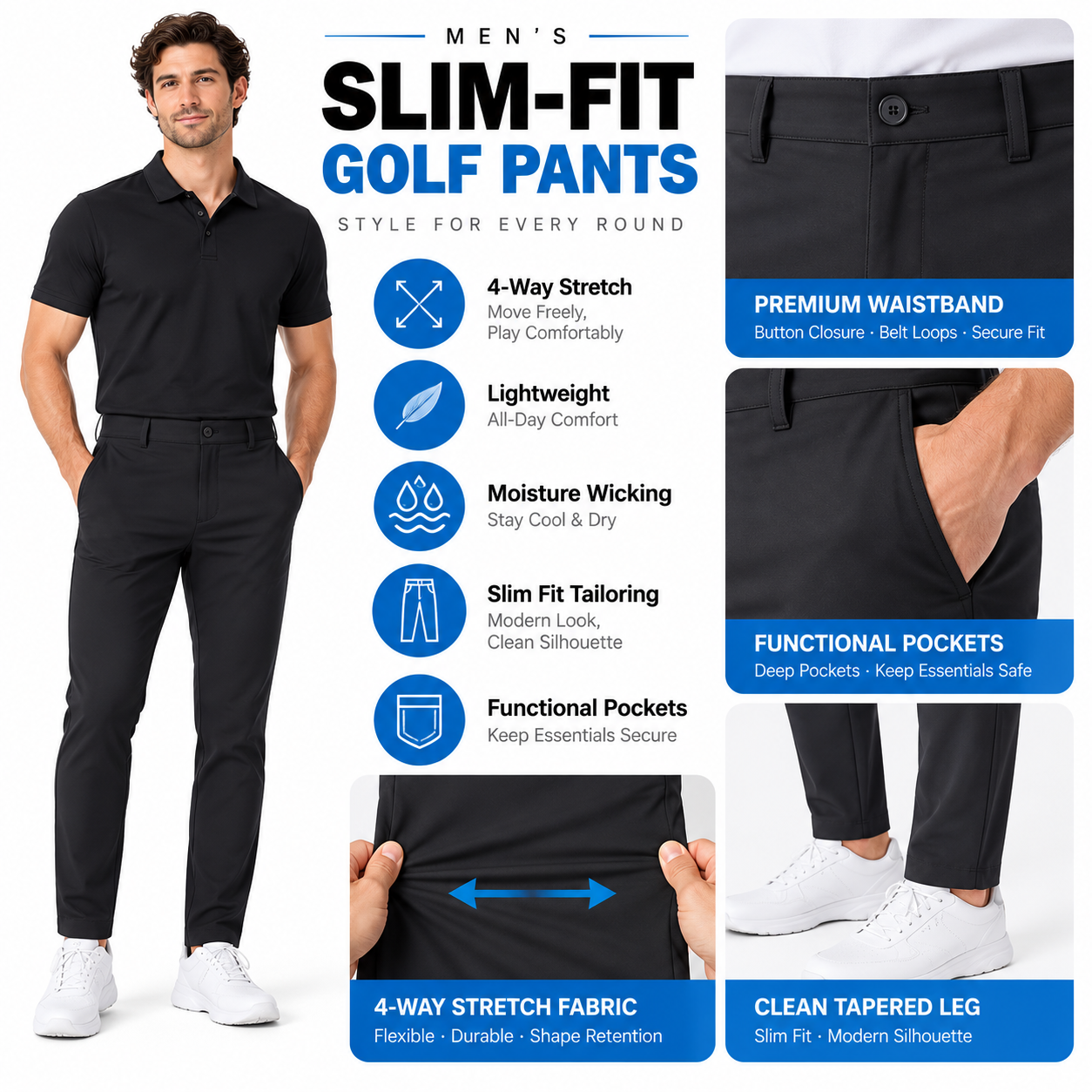 Men's Performance Stretch Golf Pants
