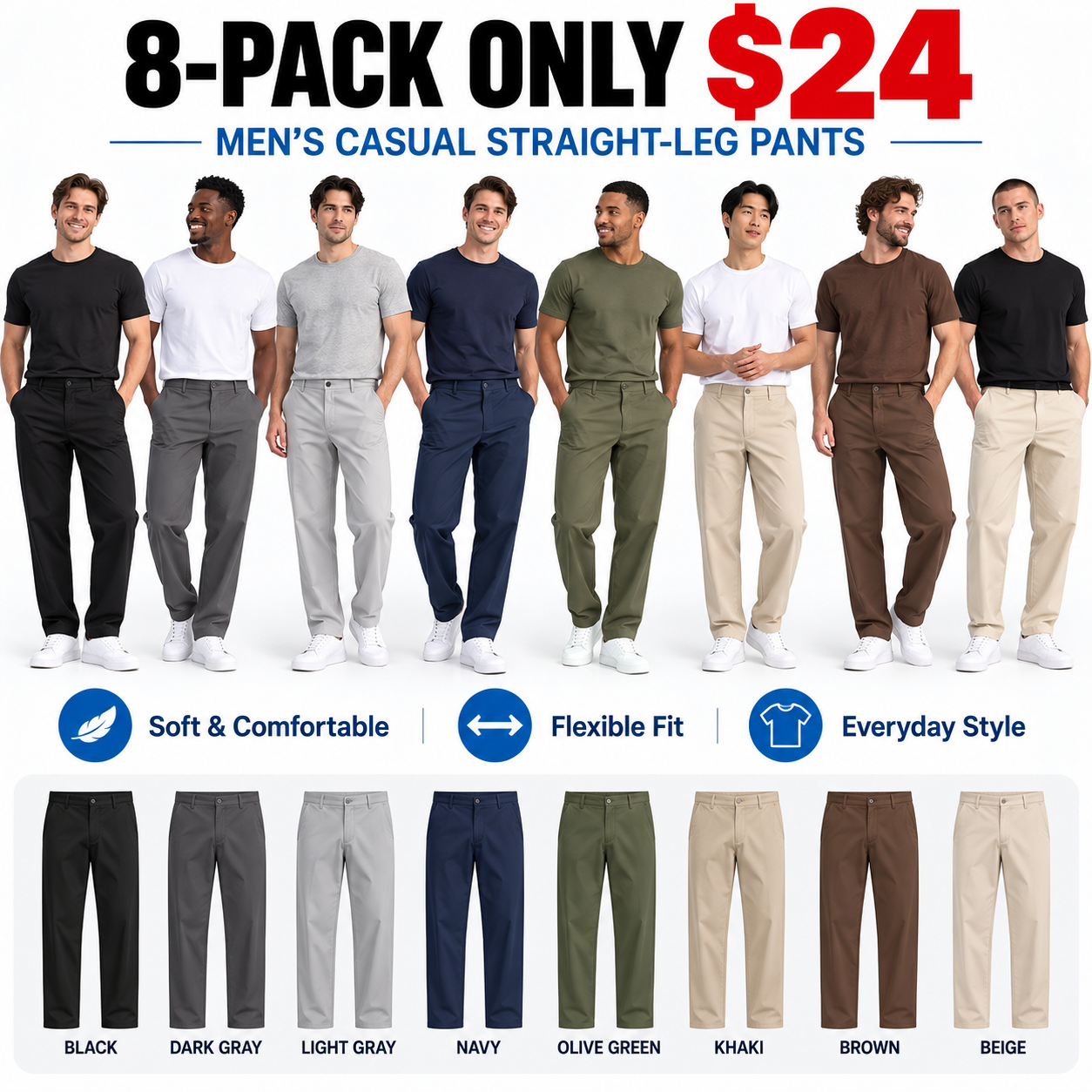 MEN'S CASUAL STRAIGHT-LEG PANTS
