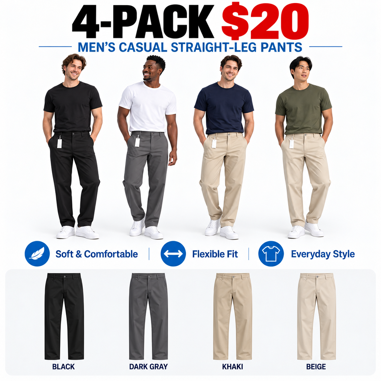 MEN'S CASUAL STRAIGHT-LEG PANTS