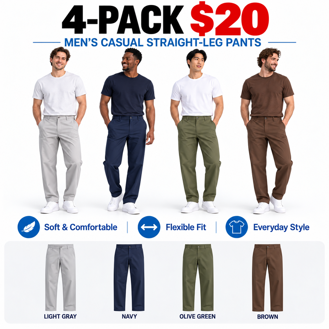 MEN'S CASUAL STRAIGHT-LEG PANTS