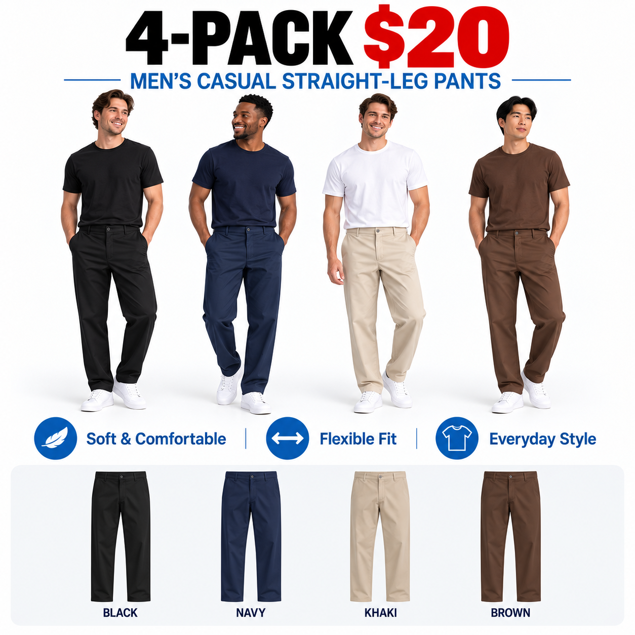 MEN'S CASUAL STRAIGHT-LEG PANTS