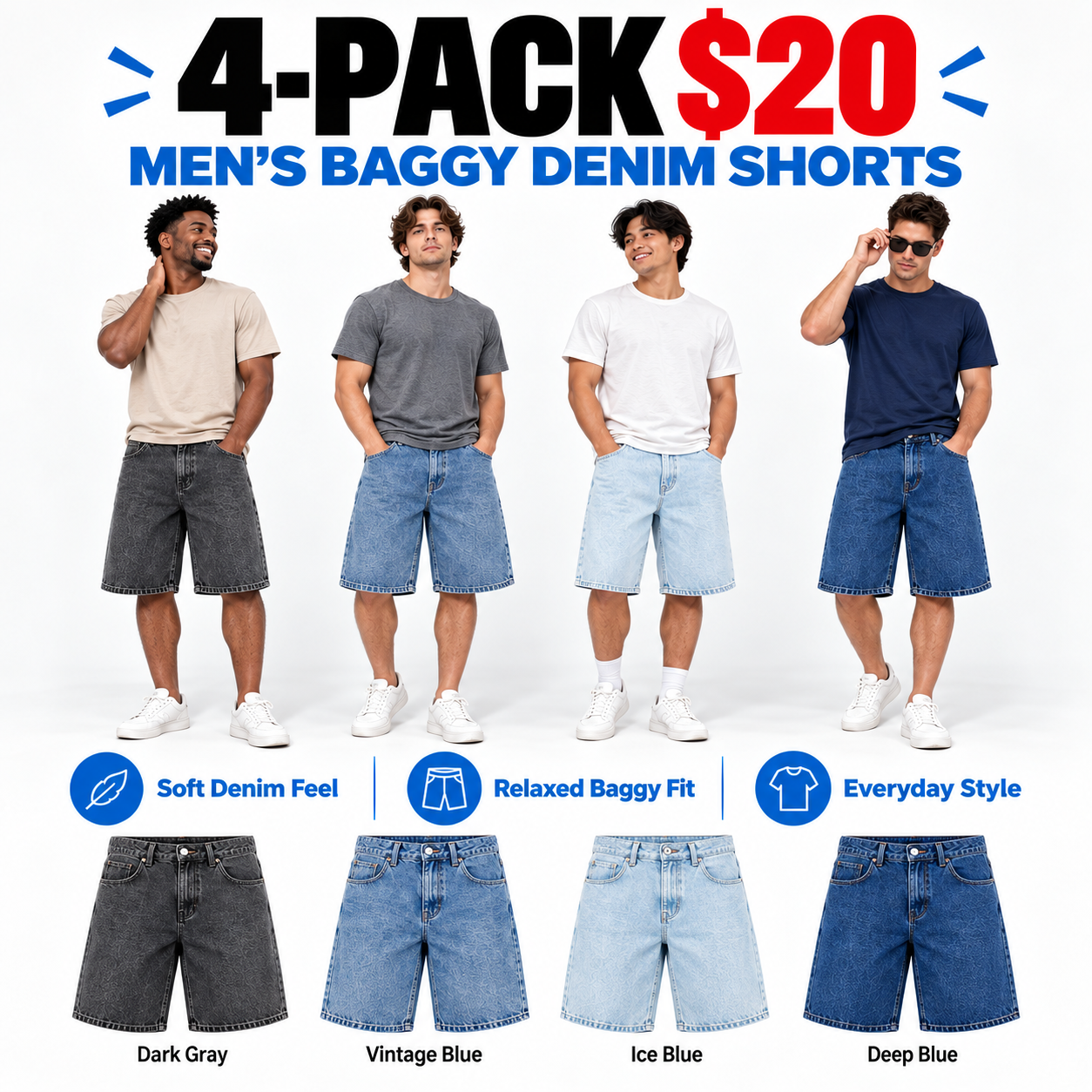 MEN'S BAGGYDENIM SHORTS
