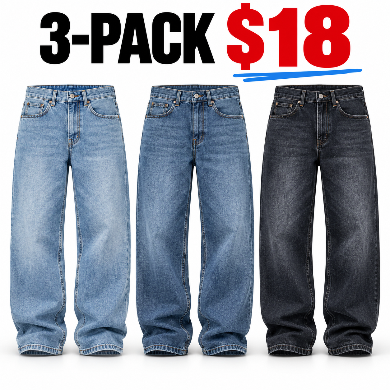 🔥Men's Drawstring Elastic Waist Straight-Leg Jeans