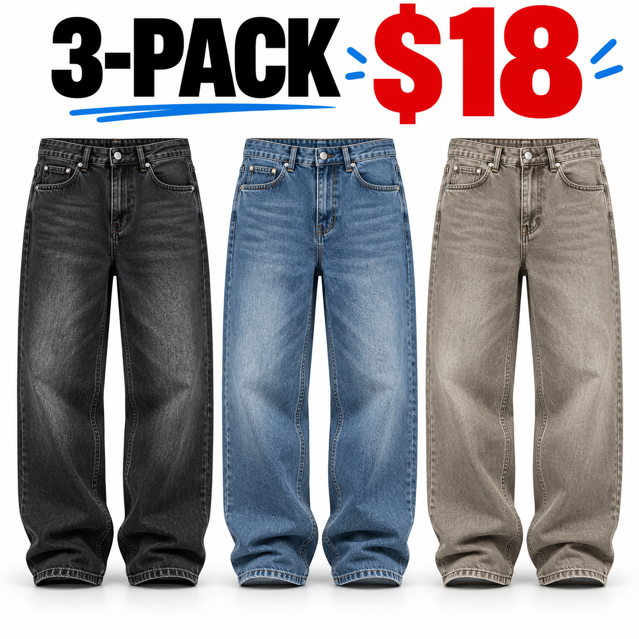 🔥Men's Drawstring Elastic Waist Straight-Leg Jeans