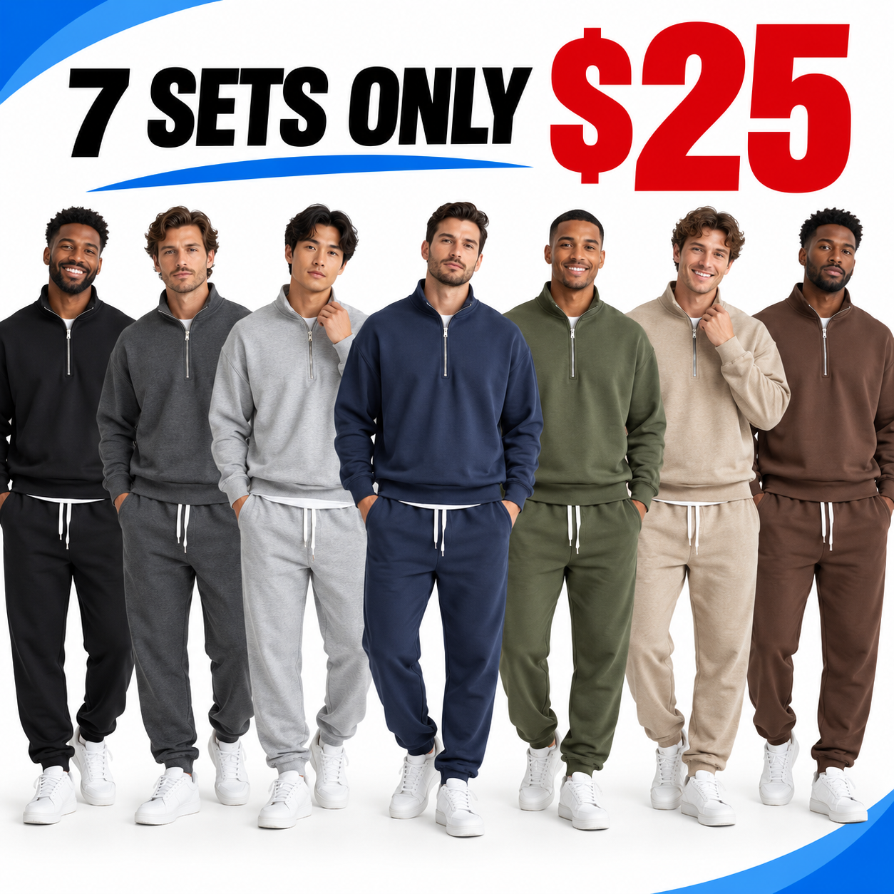 Men’s 2-Piece Quarter-Zip Sweatshirt & Jogger Pants Set