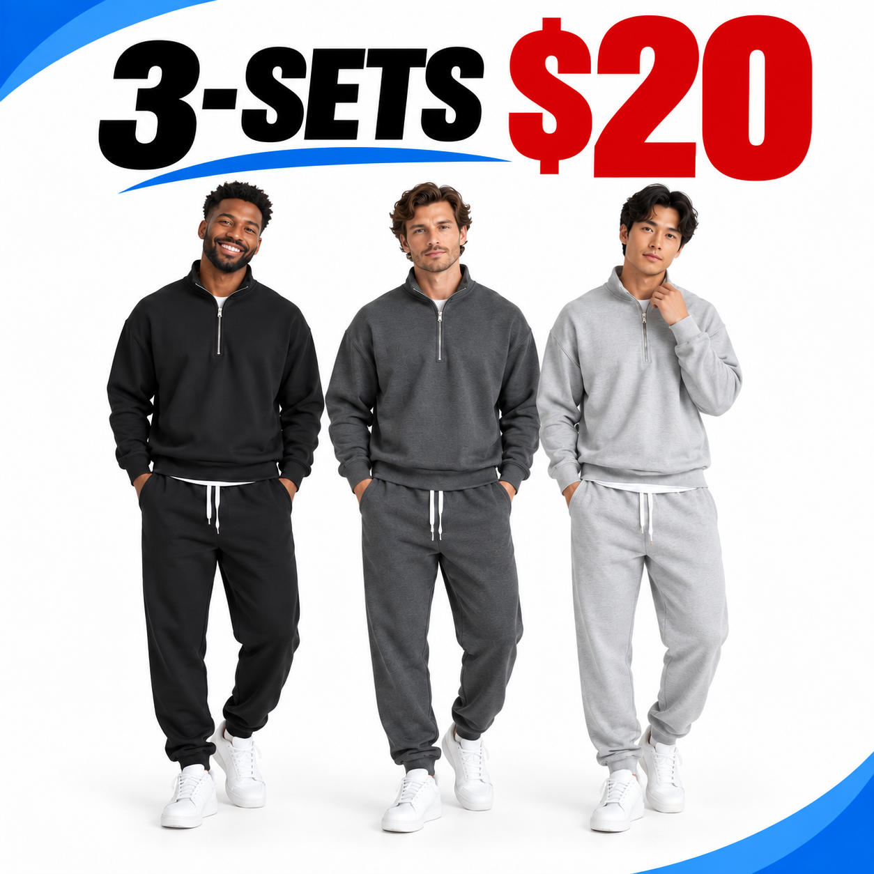 Men’s 2-Piece Quarter-Zip Sweatshirt & Jogger Pants Set