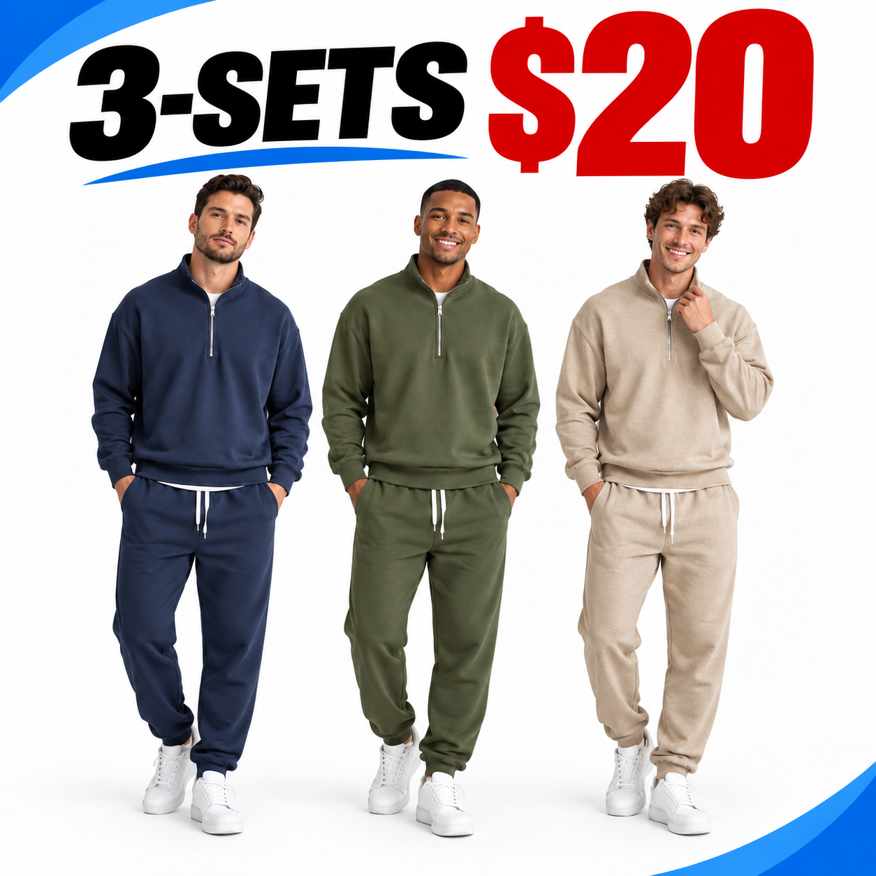 Men’s 2-Piece Quarter-Zip Sweatshirt & Jogger Pants Set