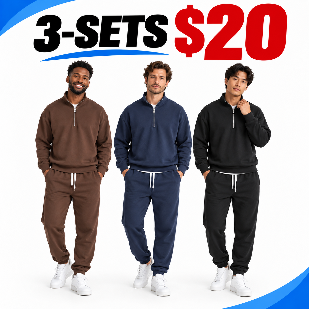 Men’s 2-Piece Quarter-Zip Sweatshirt & Jogger Pants Set