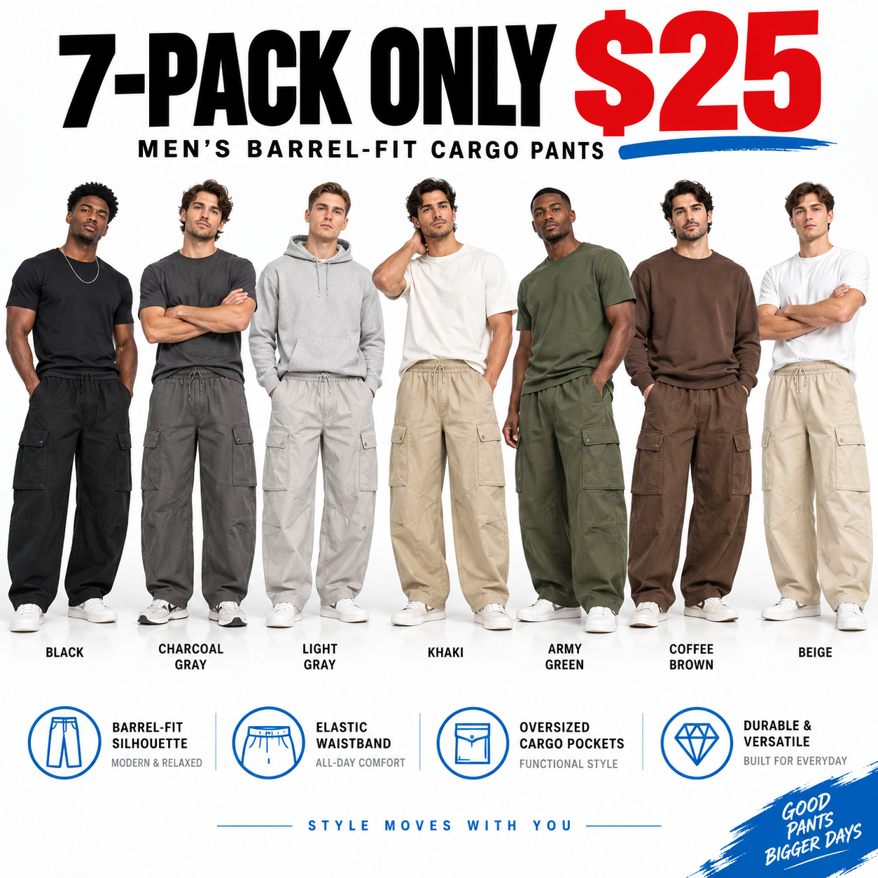 Men’s Relaxed Barrel-Fit Cargo Pants