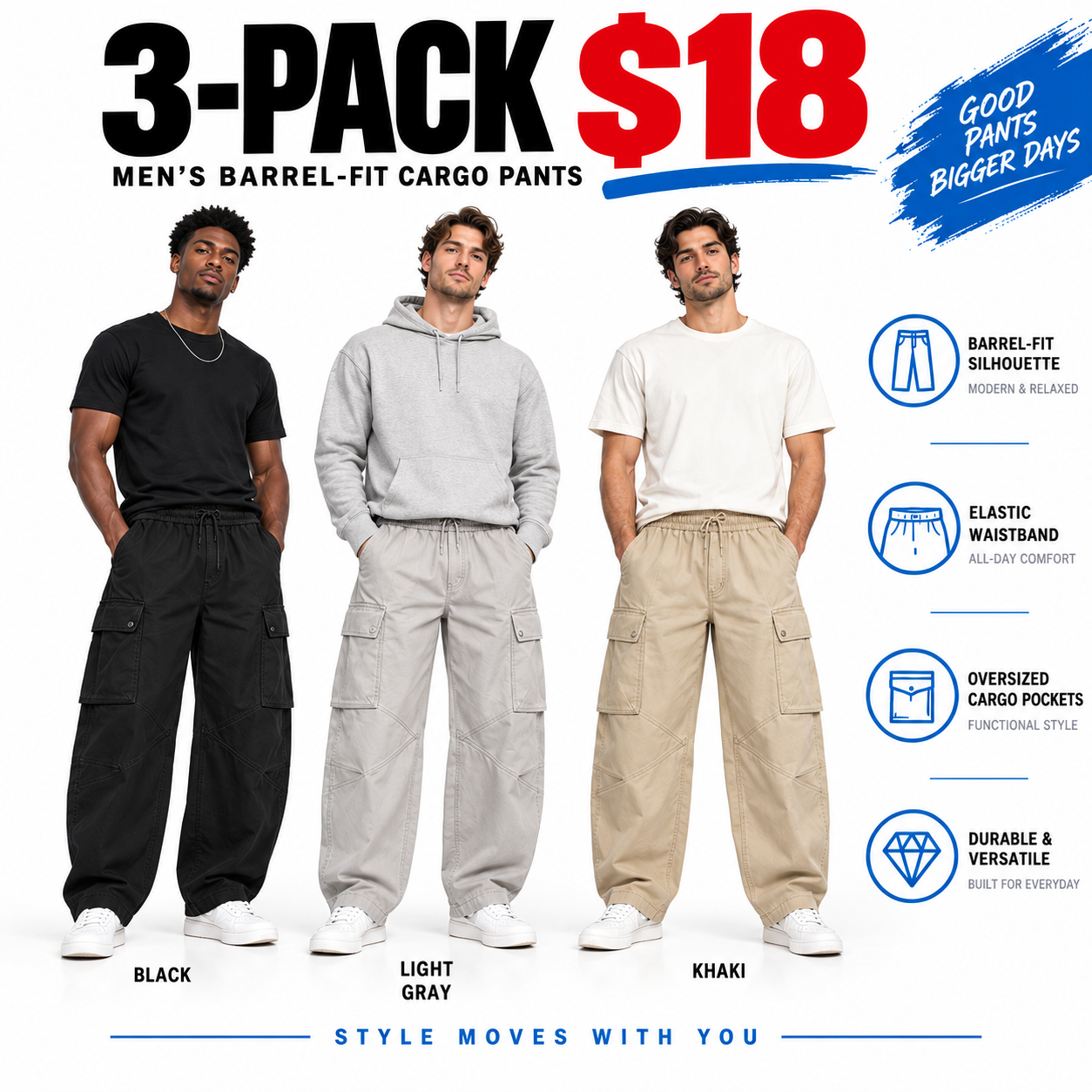 Men’s Relaxed Barrel-Fit Cargo Pants