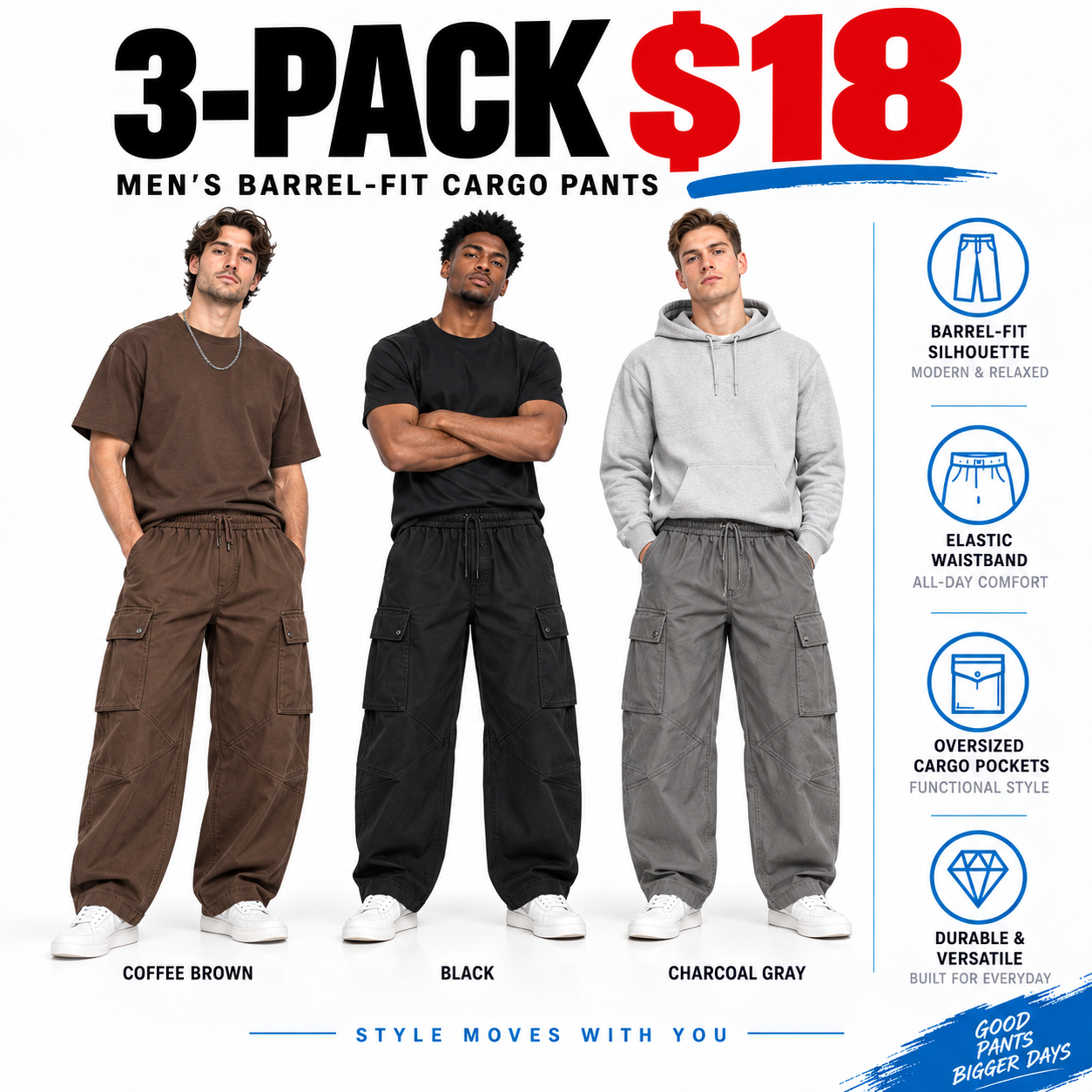 Men’s Relaxed Barrel-Fit Cargo Pants
