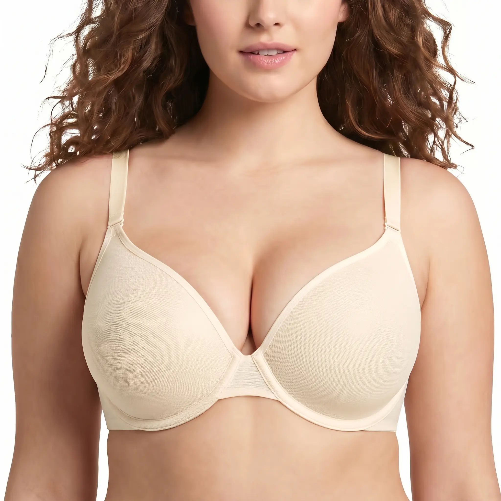 Women's Air Light Sheer Mesh Halter Bra – Unlined Full Coverage Underwire 5-Way Convertible Bra