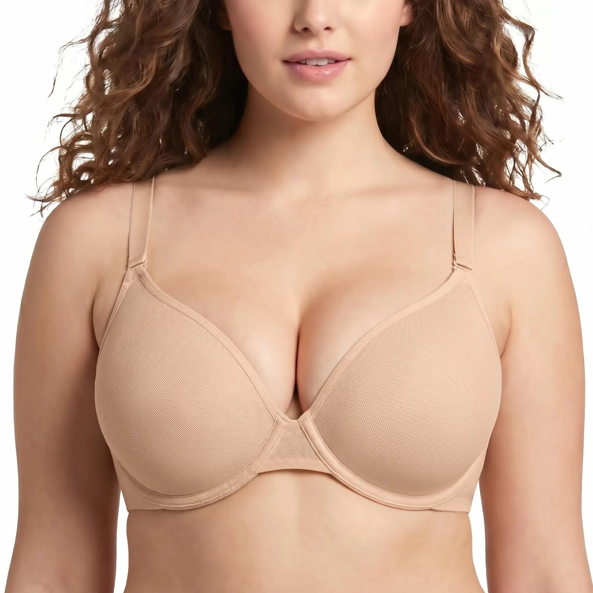 Women's Air Light Sheer Mesh Halter Bra – Unlined Full Coverage Underwire 5-Way Convertible Bra