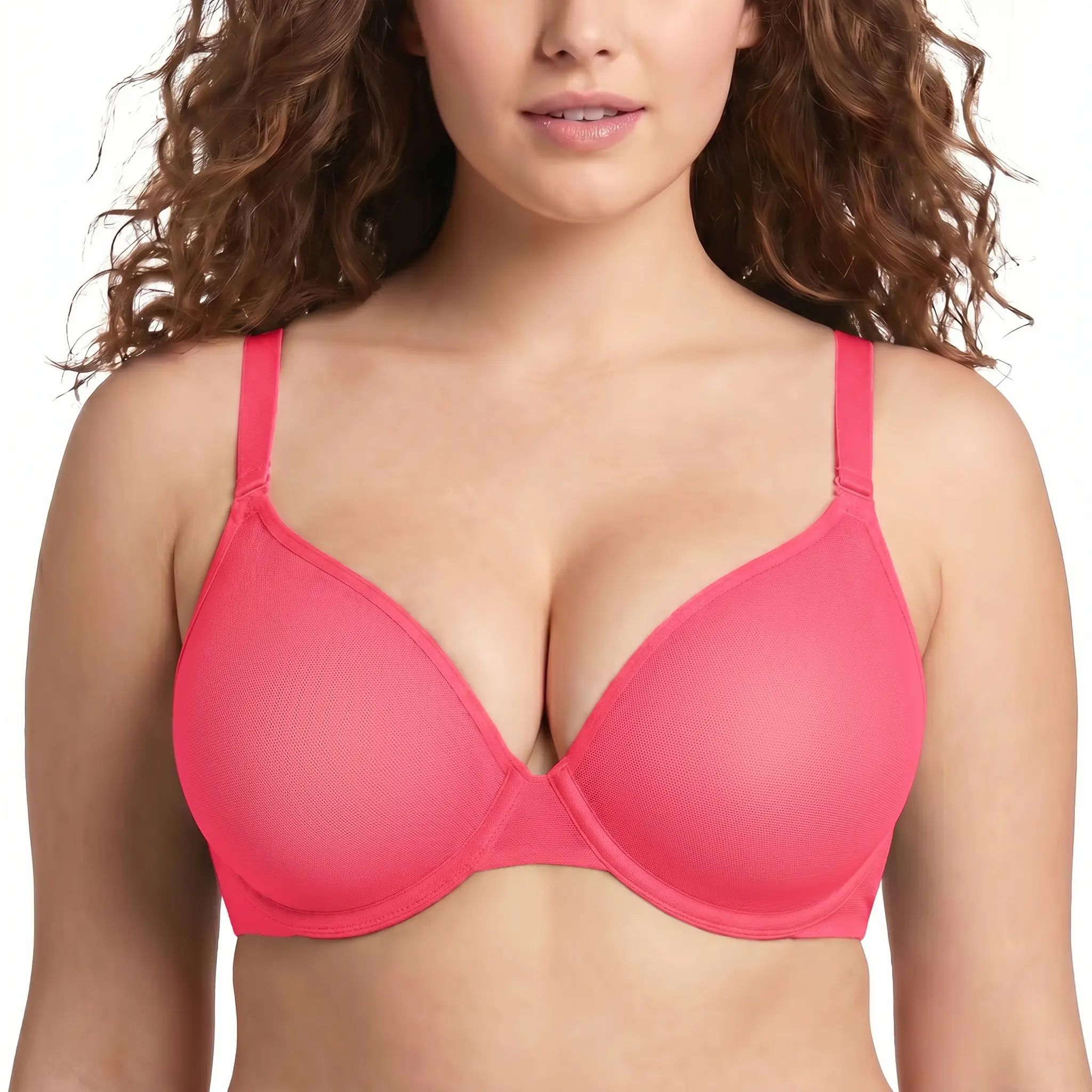 Women's Air Light Sheer Mesh Halter Bra – Unlined Full Coverage Underwire 5-Way Convertible Bra