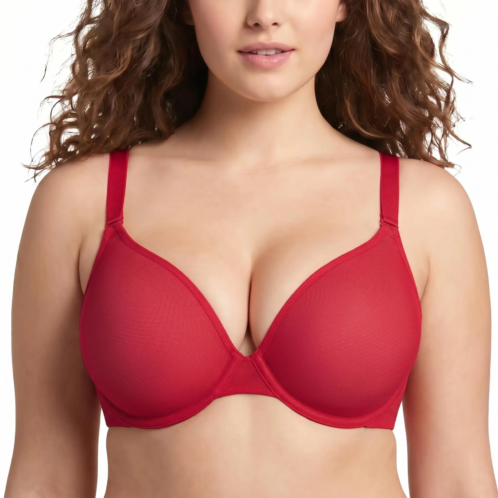 Women's Air Light Sheer Mesh Halter Bra – Unlined Full Coverage Underwire 5-Way Convertible Bra