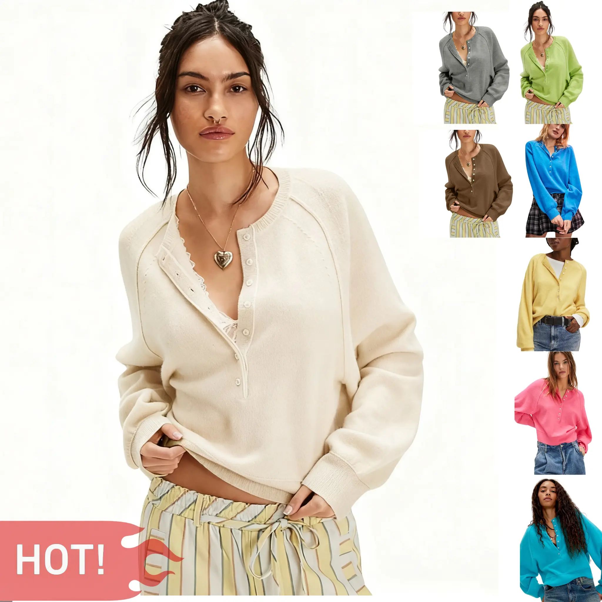 Women's Summer V-Neck Waffle Knit Top