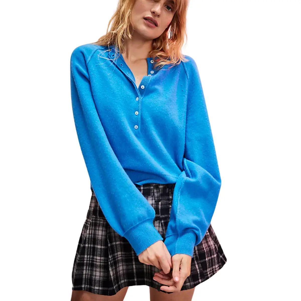 Women's Summer V-Neck Waffle Knit Top
