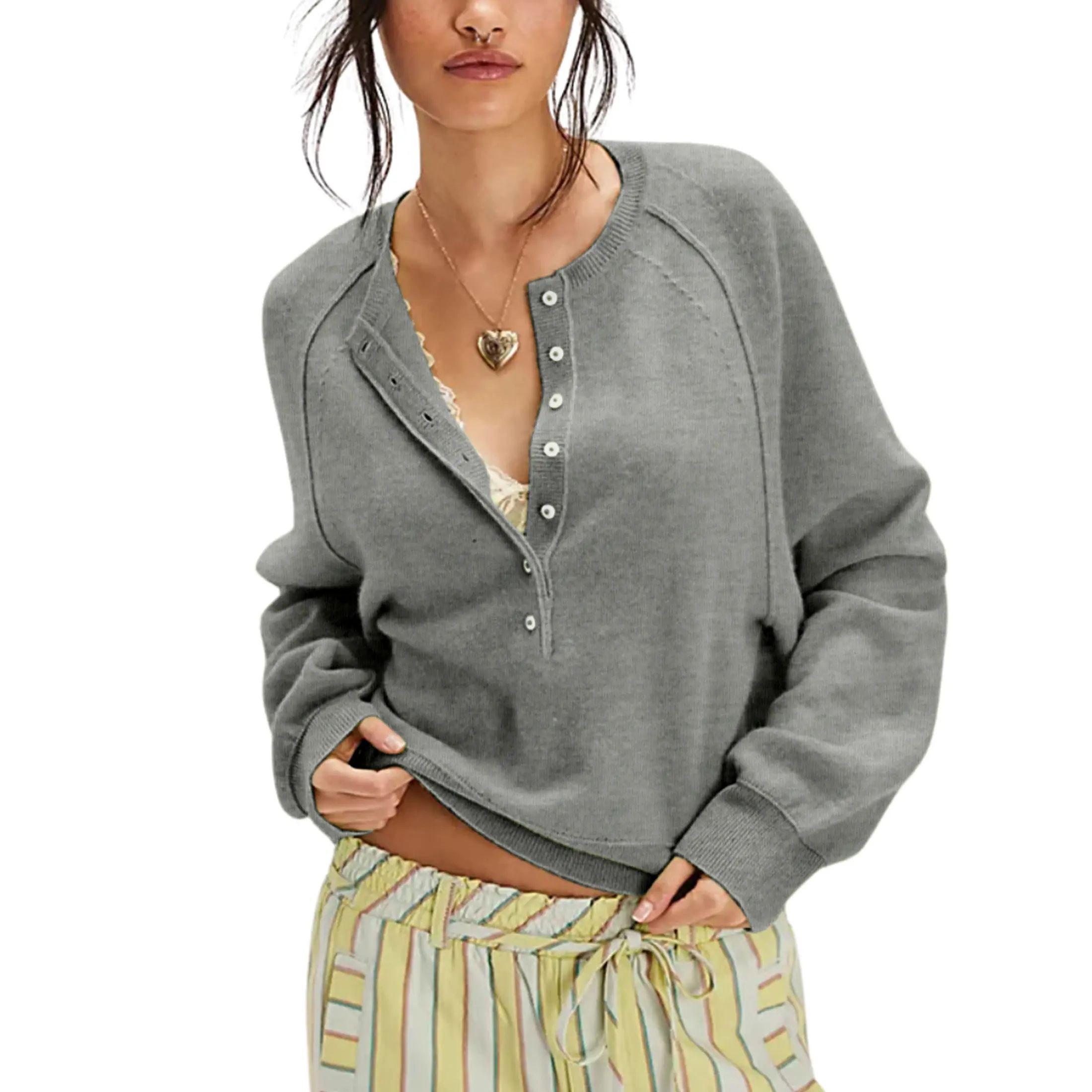 Women's Summer V-Neck Waffle Knit Top