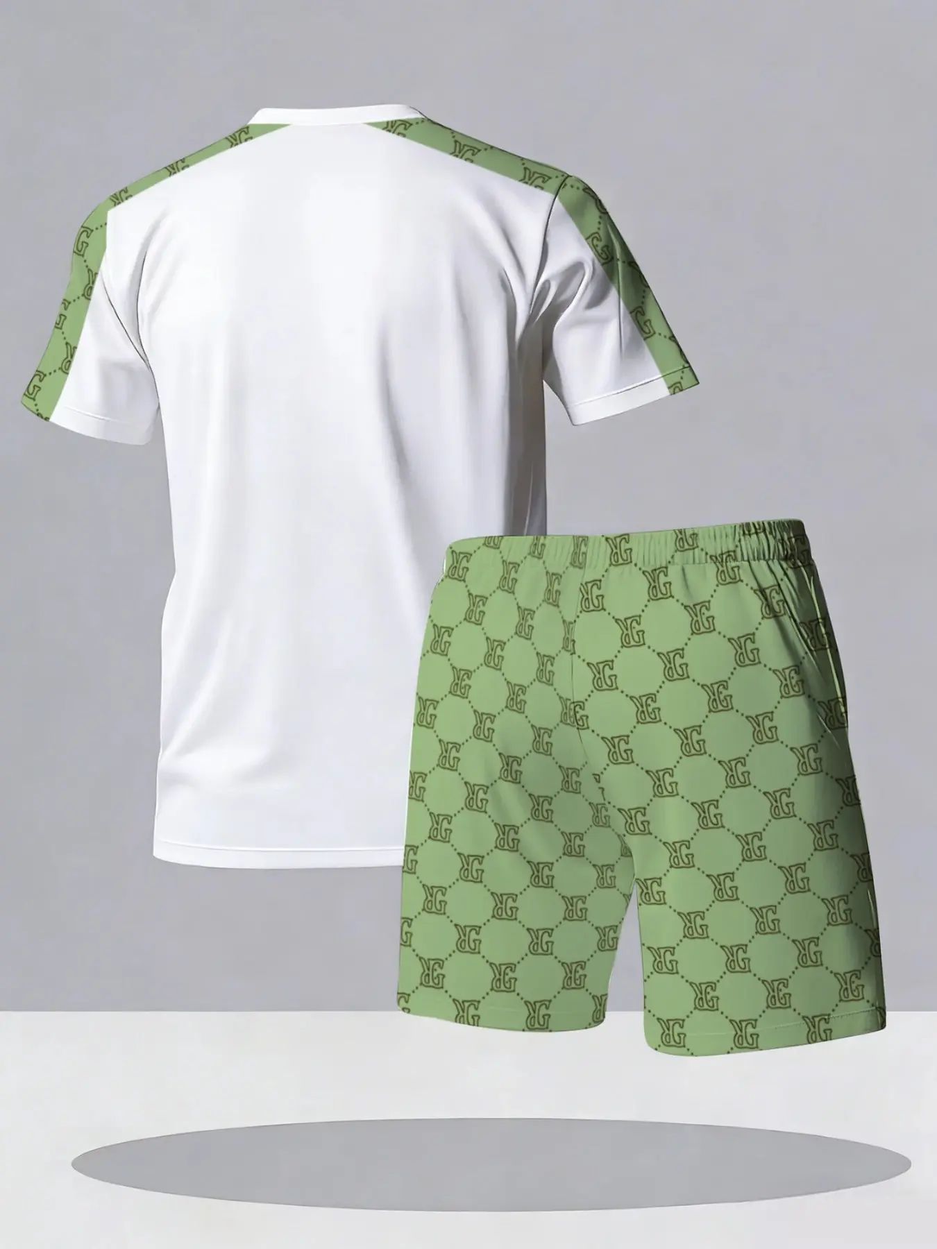 Men's Streetwear Casual Geometric Print Tee & Shorts 2-Piece Set