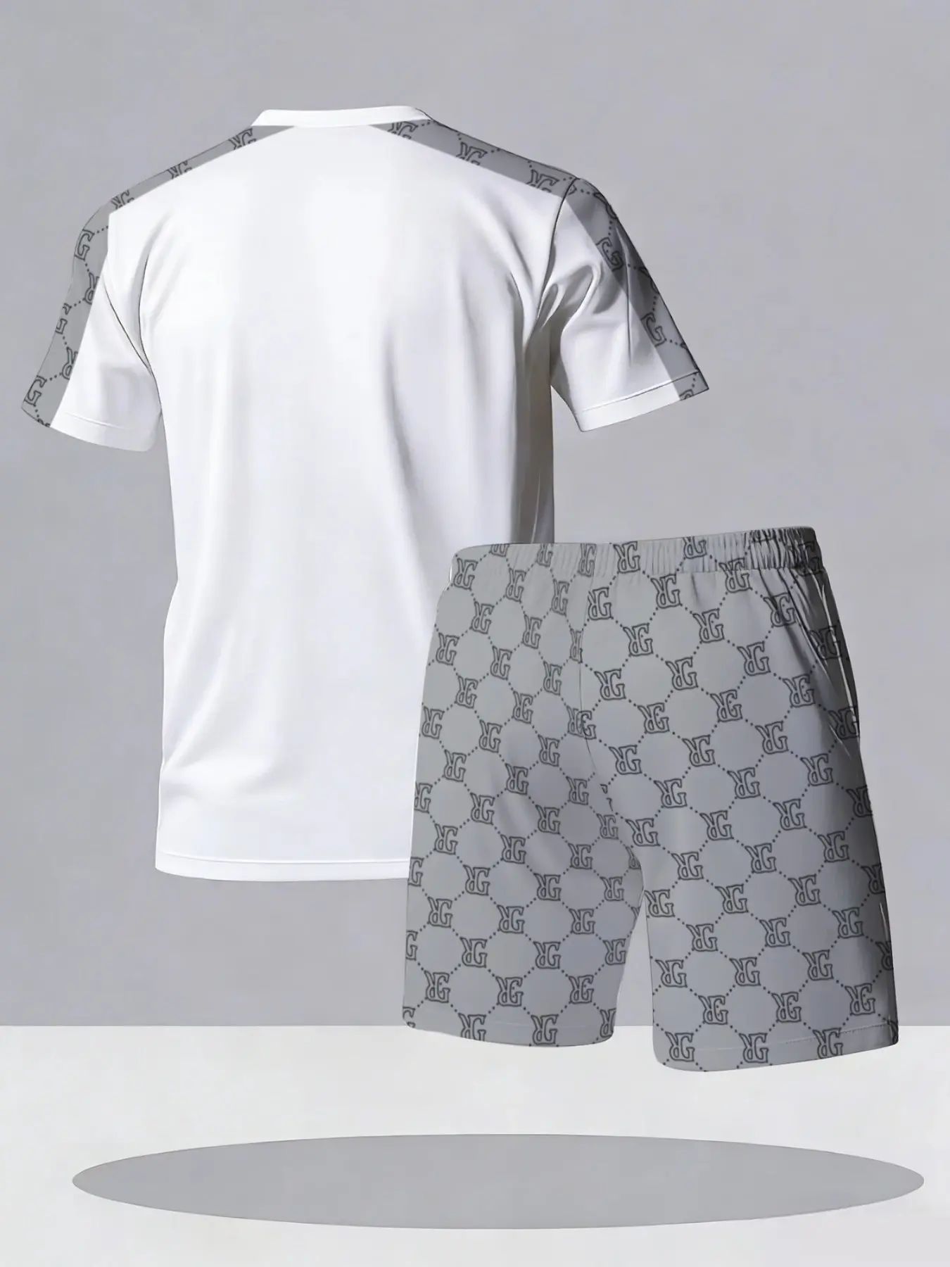 Men's Streetwear Casual Geometric Print Tee & Shorts 2-Piece Set