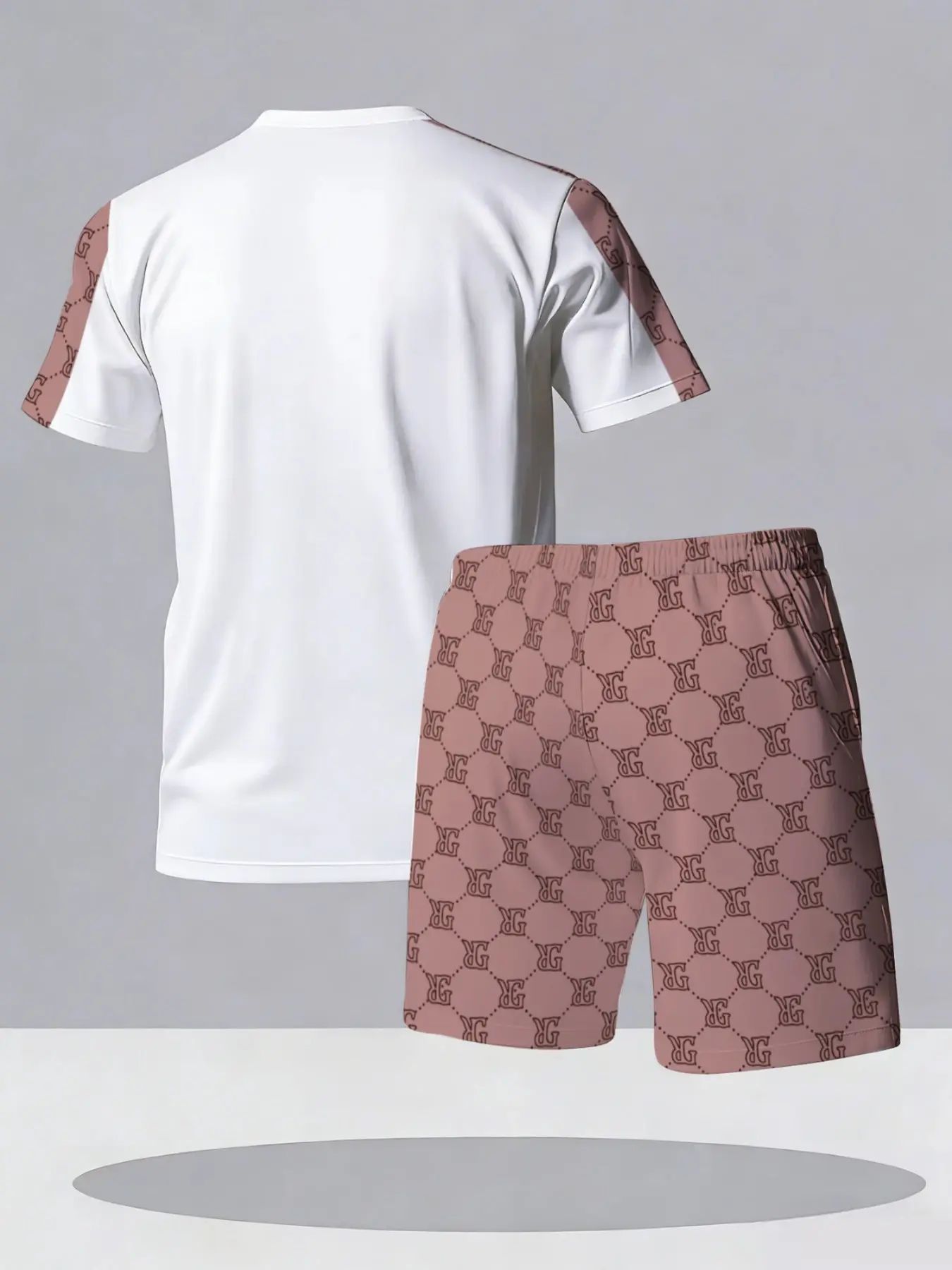 Men's Streetwear Casual Geometric Print Tee & Shorts 2-Piece Set