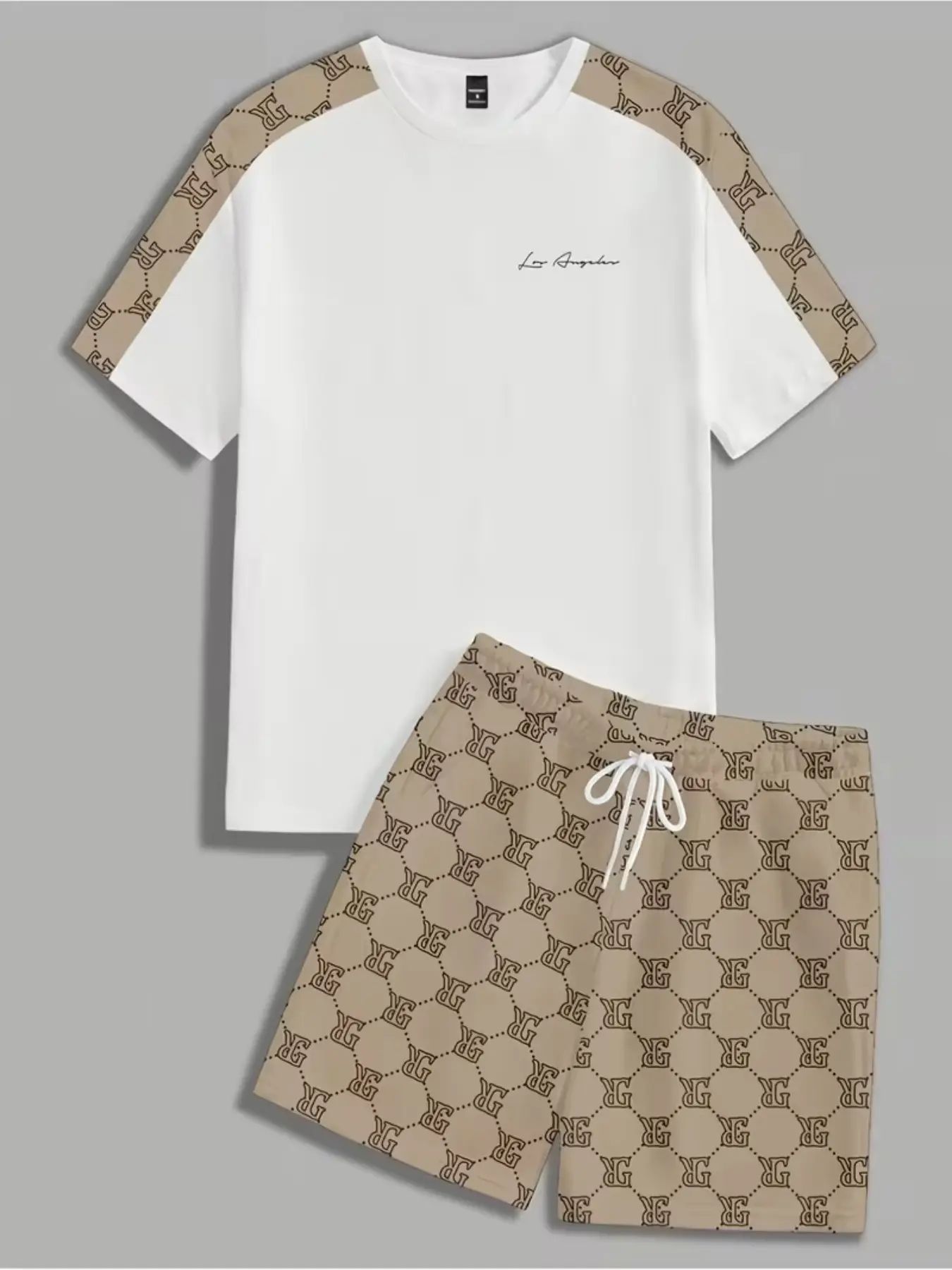 Men's Streetwear Casual Geometric Print Tee & Shorts 2-Piece Set