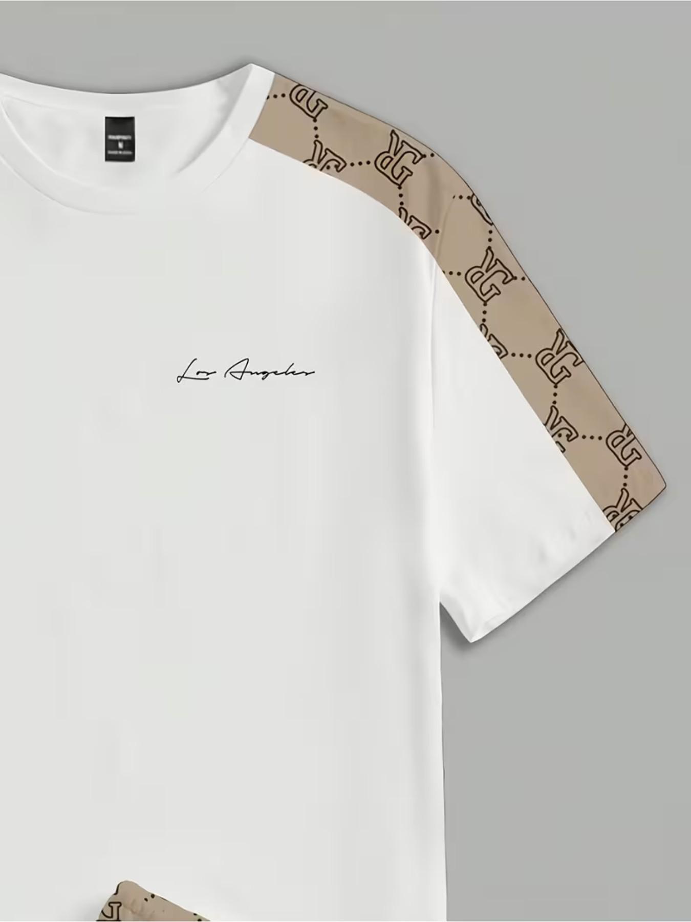 Men's Streetwear Casual Geometric Print Tee & Shorts 2-Piece Set