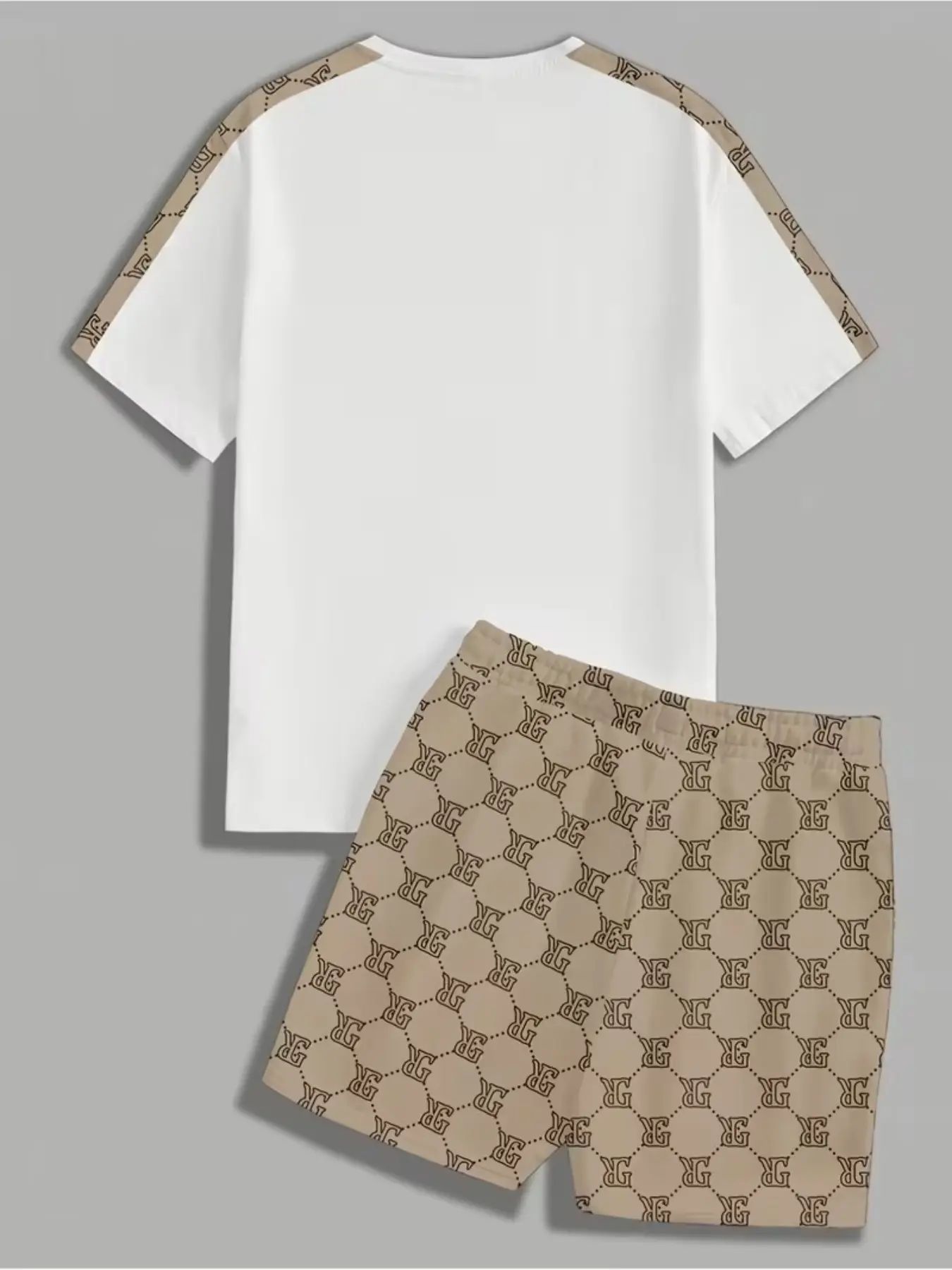Men's Streetwear Casual Geometric Print Tee & Shorts 2-Piece Set