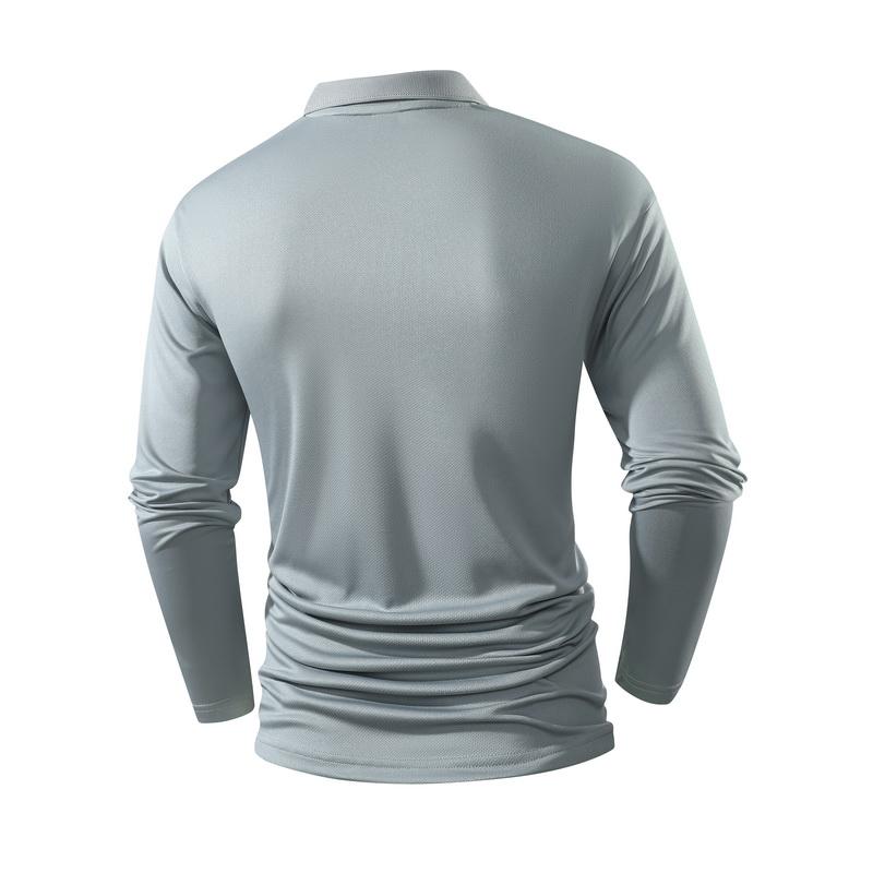 Men's 4-Pack Performance Long Sleeve Polo Shirts - Quick-Dry Athletic Golf & Tennis Tops