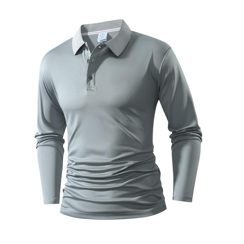 Men's 4-Pack Performance Long Sleeve Polo Shirts - Quick-Dry Athletic Golf & Tennis Tops