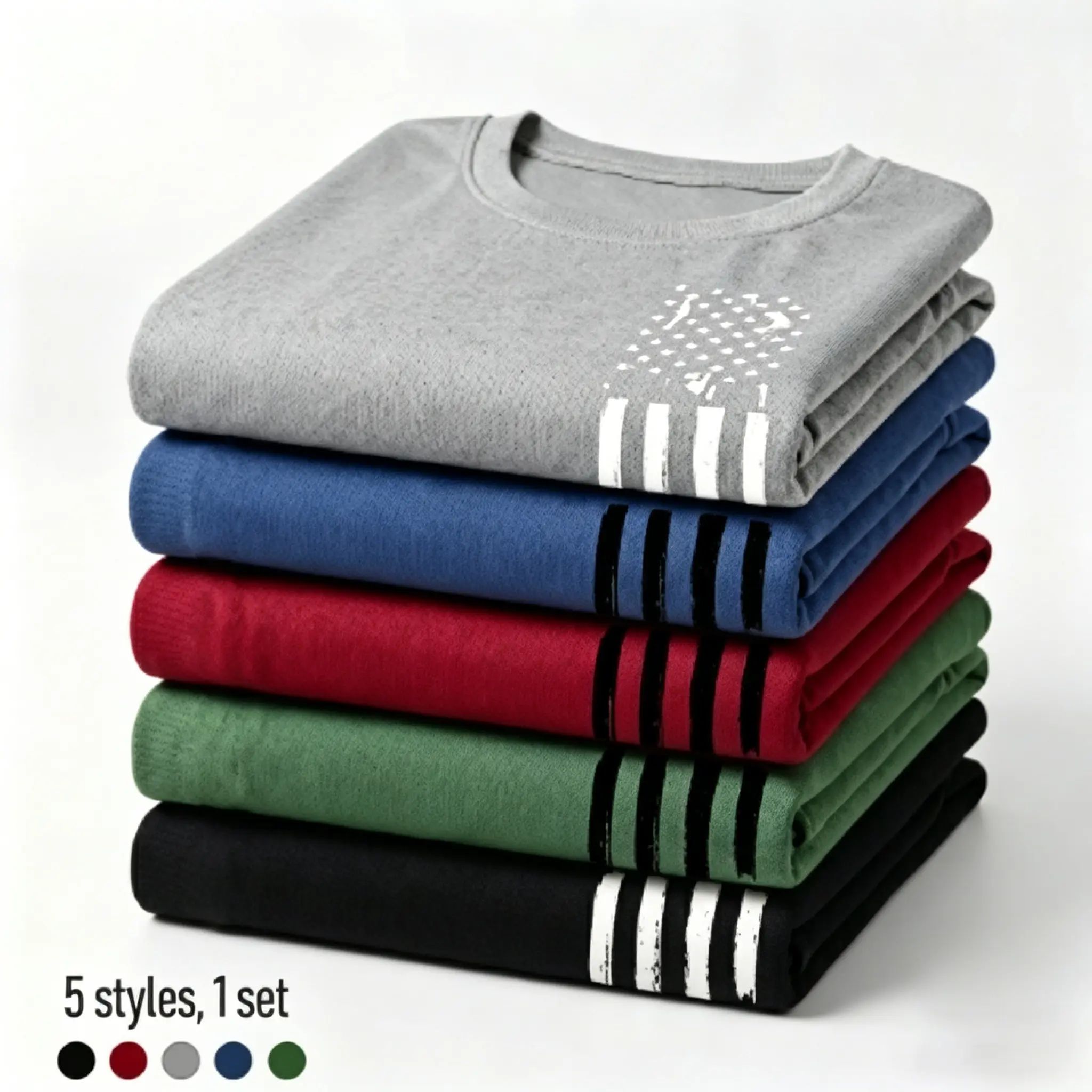 Men's 5-Piece Long Sleeve Athletic Apparel Shirt