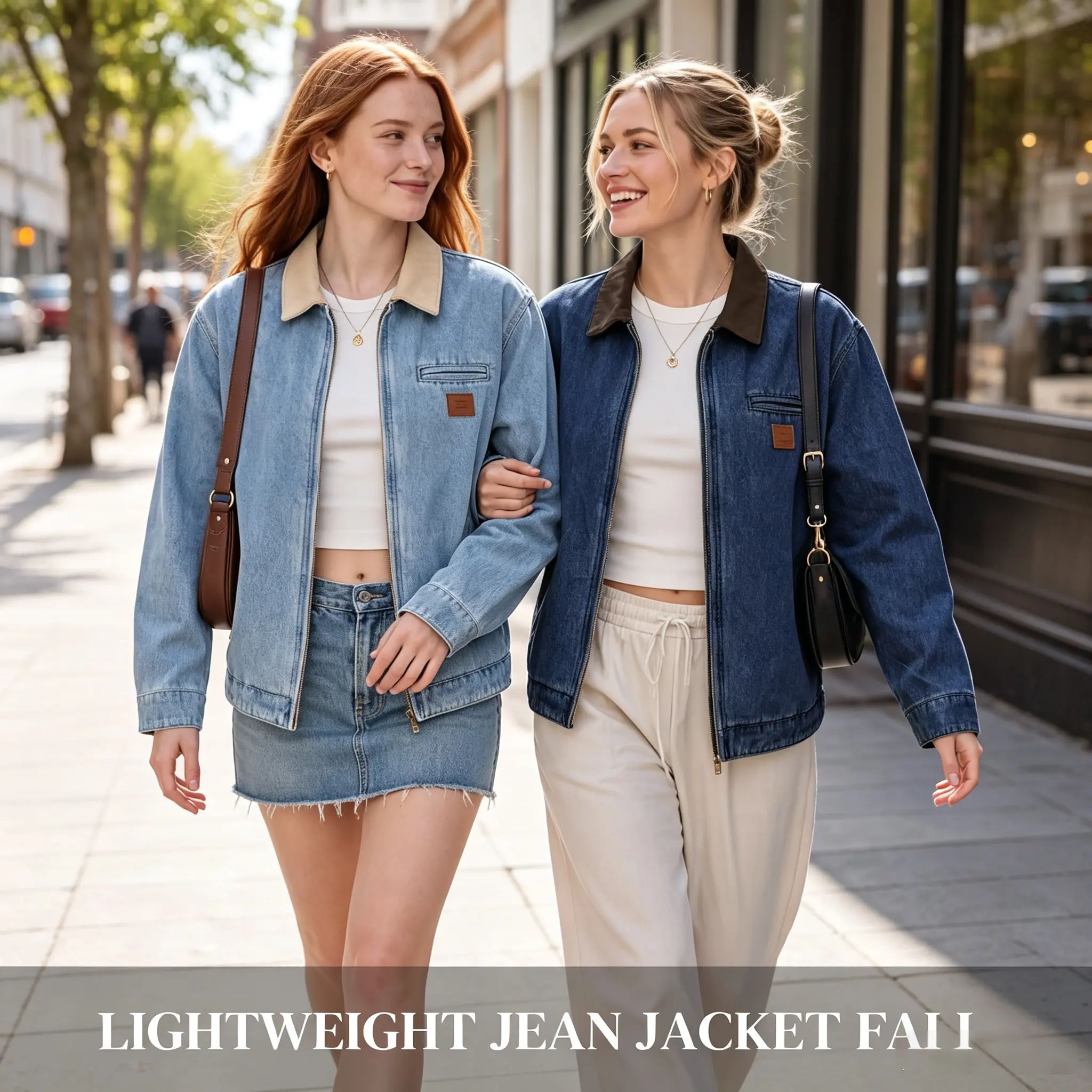 Women's Clean Fit Zipper Denim Jacket - Long Sleeve Casual Jean Jacket