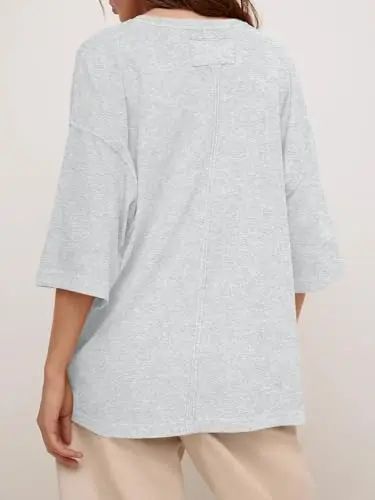 Women's Oversized Boxy Crewneck T-Shirt - Casual Half Sleeve Loose Fit Tunic Top