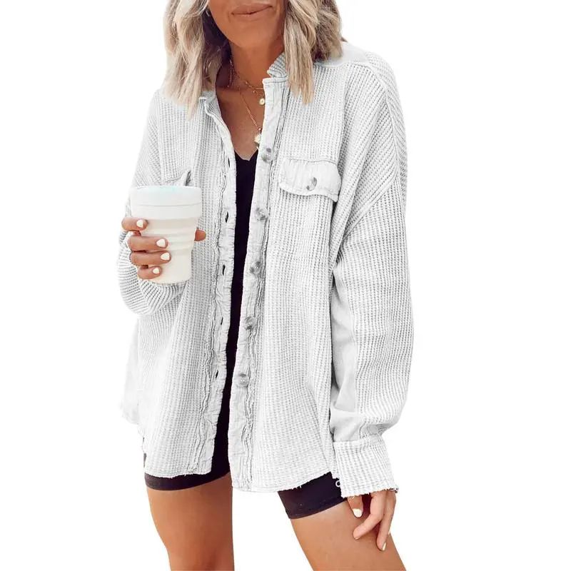 Women's Loose Fit Batwing Sleeve Waffle