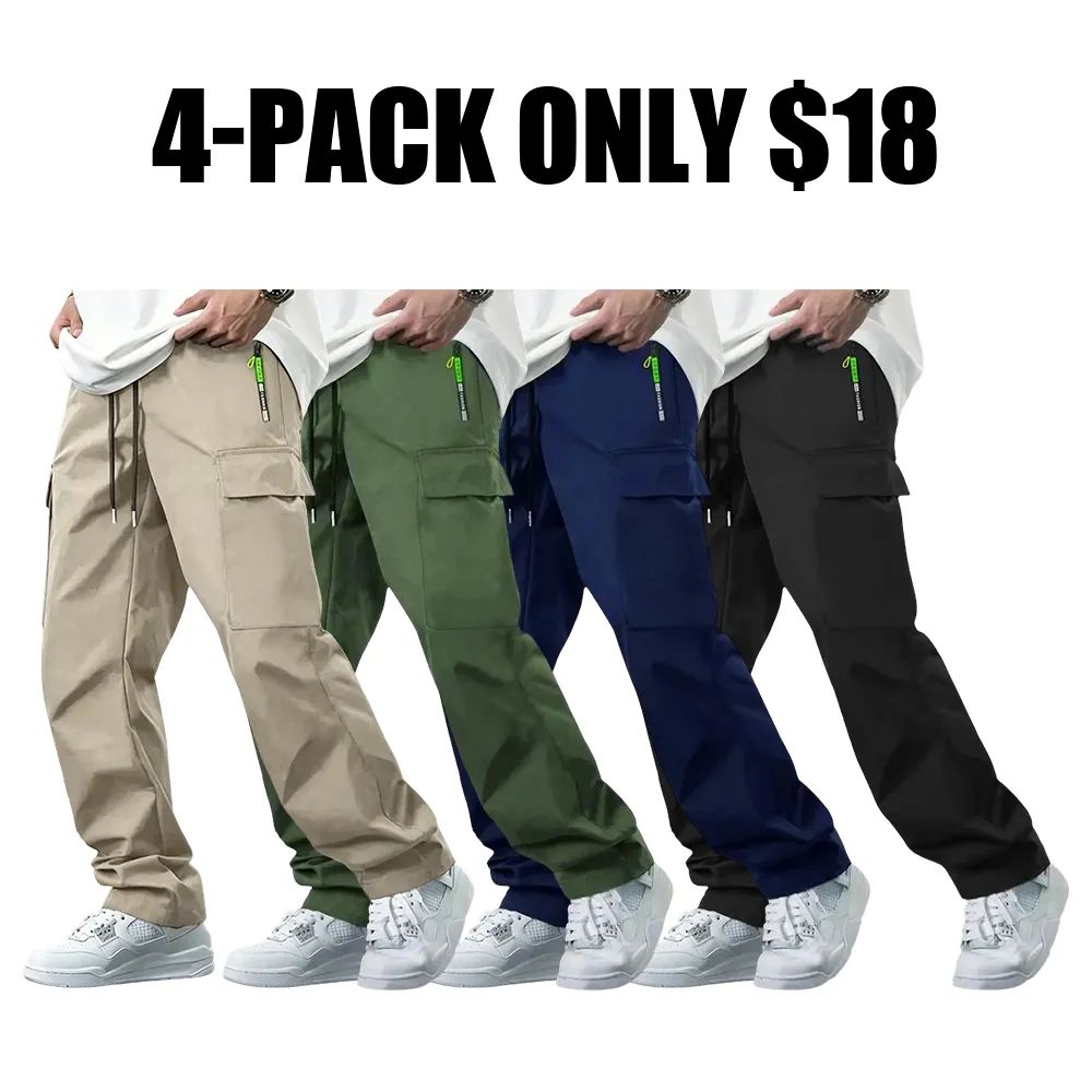 Men's Loose-Fit Multi-Pocket Plus-Size Cargo Pants